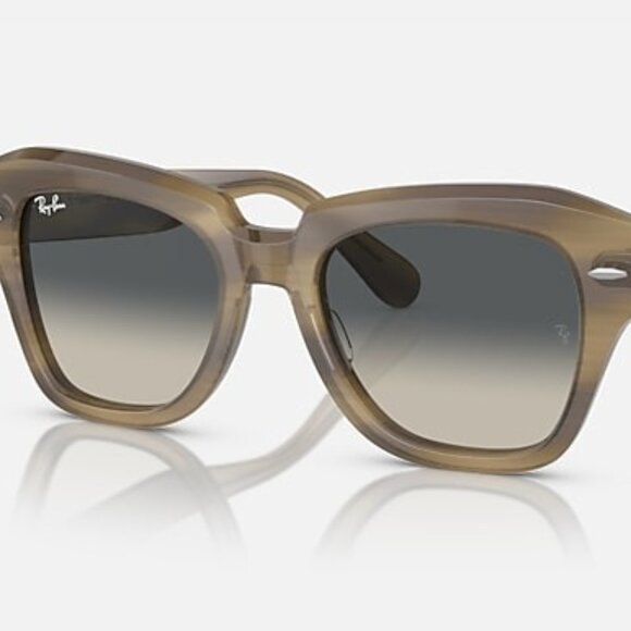 NEW RAY-BAN State Street – Polished Striped Green Frame, Grey Lenses (NWT) - Picture 1 of 2